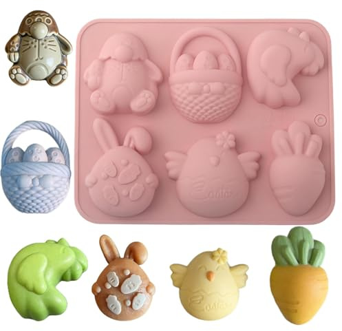 Moldes de silicona para huevos de Pascua, huevos de Pascua 3D con forma de zanahoria, moldes de silicona antiadherentes para bricolaje, chocolate, galletas, dulces, magdalenas, jabón, pasteles