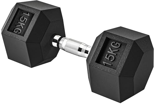 HOMCOM Mancuerna Hexagonal 12,5/15/20 kg con Mango Moleteado Negro y Plata | Hierro Fundido, Pesas de Metal Recubiertas de Goma, Entrenamiento Casa Gimnasio Oficina