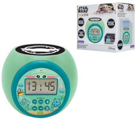 LEXIBOOK, Star Wars Projector Alarm Clock, RL977SWLXB | Celing projection, timer, LCD screen, Snooze, Battery operated, Green