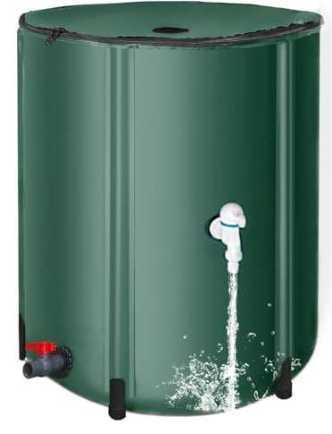 Barril de Recogida de Agua de Lluvia - Recogedor de Lluvia Plegable | Tanque de Agua con Grifo de Filtro - Cubo Plegable de Barril de para jardín para Almacenamiento al Aire Libre Patio de casa