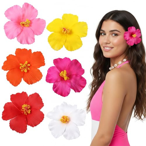 Tupenofif Accesorios para el cabello, pinza de flor pinza de pelo hibisco hawaii playa vacaciones verano mujer niña clip de pelo colorido frangipani festival boho fiesta luau disfraz boda flores