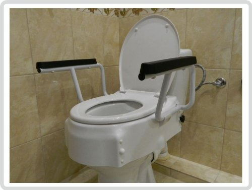 Toilettensitzerhöhung Toilettensitz Toilettenaufsatz mit flexiblen Armlehnen 3-fach höhenverstellbar *Top-Qualität*