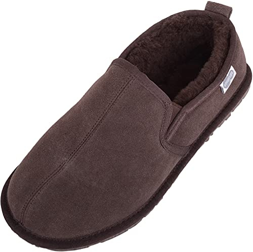 SNUGRUGS Mens Genuine Sheepskin Slipper with Lightweight Sole.