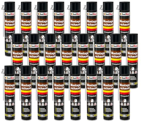 Isolbau Bauschaum B2 Montageschaum mit Aussprührohr - PU-Pistolenschaum Adapterschaum für Montage, Isolierung, Abdichtung, Innen & Außen - 24 x 750 ml