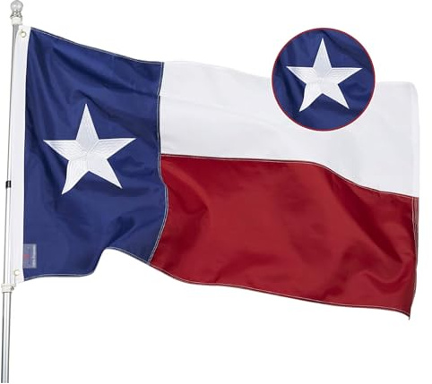 Homissor State of Texas 3x5 Feet Flag - Embroidered Sewn TX Flags Heavy Duty Outdoor Nylon Flags Vivid Color - Brass Grommets and 4 Stitch Hemming