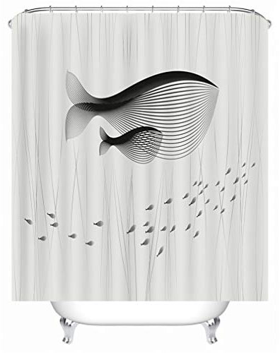 X-Labor Tier Motiv Duschvorhang Wasserdicht Stoff Anti-Schimmel inkl. 12 Duschvorhangringe Waschbar Badewannevorhang 240x200cm Wal