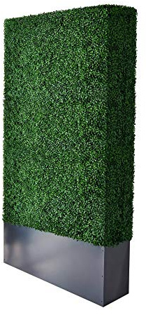 AGPL Upgraded Artificial Boxwood Hedge Wall with Dark Gray Stainless Steel Planter Box (79 Height 48 Width 12 Deep) Room Divider and Privacy Wall (79)