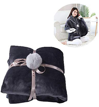 YLXD Kuscheldecke mit Ärmeln,Wohndecke,Fleecedecke,Multifunktions Doublelayer Blanket Schal Wrap Schal Winter warm Ponchos Schal TV-Decke Blanket Decke Faul Kuscheldecke Geschenk