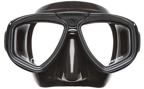SCUBAPRO Zoom Scuba Mask with Ultra Clear Dual Lens and Lens-Change System for Optical Lenses for Diving, Full Black