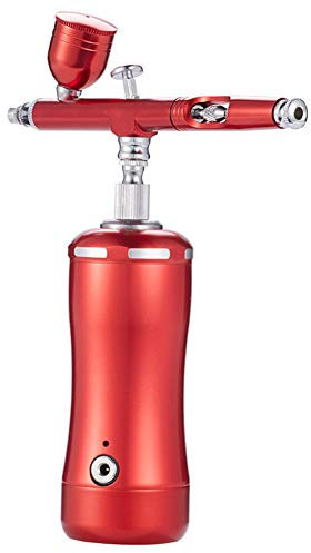 Meichoon Airbrush-Set,Tragbar Wiederaufladbar Mehrzweck Mini-Sprühpistole Kompressor,für Modell-Sprühmalerei und Farb-Möbelreparatur und Mehr,NA04 Rot