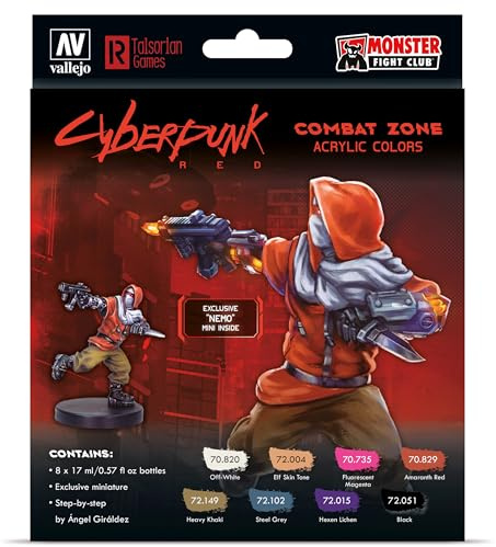 AV Vallejo Cyberpunk Combat Zone Set (x8), Model paints & Figure, VAL72307