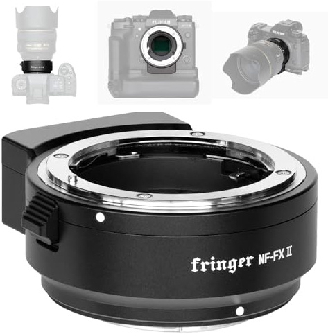 Fringer NF-FX II Adaptateur d'objectif AF pour Nik F vers FX AF-S AF-P Sigma Tamr pour X-T3, X-Pro3, XT30, X-T4, X-H1, X-T100, X-T200 et Autres. (NF-FX II)