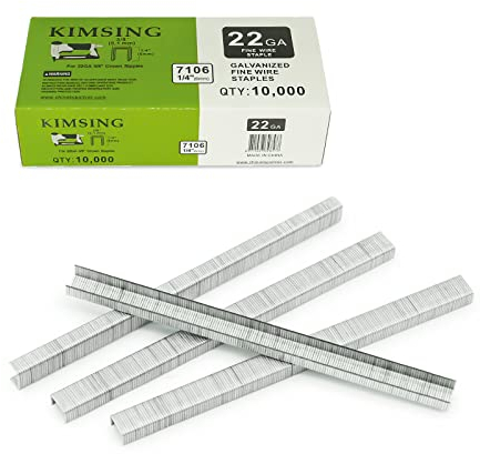 KIMSING Polsterklammern, verzinkt, 22 Gauge, Typ 71, 9 mm Krone, 6 mm oder 10 mm Länge, Feindraht, Polsterklammern, Verschlüsse für Lufttacker, Heftpistole (6 mm Beinlänge – 2 Box)