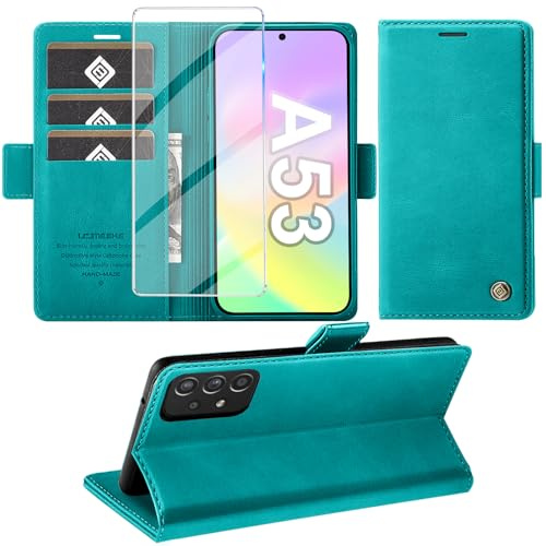 Giyer für Samsung Galaxy A53 5G Hülle mit Schutzfolie, Handyhülle Galaxy A53 5G Standfunktion Kartenfach Wallet Premium Leder Schutzhülle A53 5G Flip Case Cover Stoßfeste Klapphülle…
