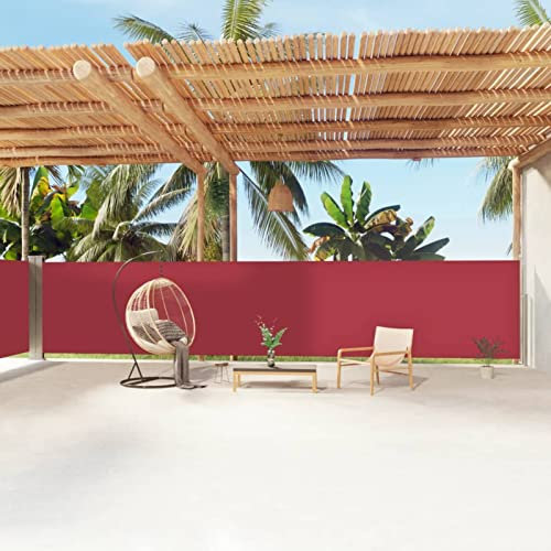 Chusui Seitenmarkise Ausziehbar, Windschutz Terrasse, Balkon Windschutz, Balkon Sichtschutz, Sichtschutz Zaun, Sichtschutzzaun, Markise Balkon, Sichtschutzwand, Rot 160x1200 cm