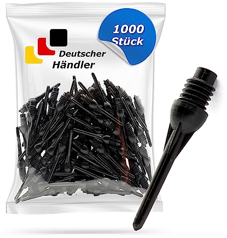 Tamay Dartspitzen Kunststoff 1000 Stück Premium Softdart Spitzen I Short Tip I 2BA Gewinde I Dartpfeil Spitzen, Softdarts Ersatzspitzen, Besonders stabil & langlebig I Made in Europa (1000)