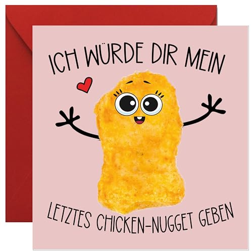 KARTEN 24 VERSAND Lustige Karte zum Geburtstag witzig-e Geburtstagskarte für Freundin Freund Geschenk für Freund-in zum Geburtstag chicken nugetts Glückwunschkarte Valentinstag (PINK)