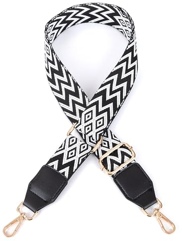 Taschengurte zum Wechseln Verstellbarer Schultergurt Breit 4cm, Längenverstellbarer 80-140cm Schulterriemen für Schultertasche Tragetaschen und Handtaschen,DIY Zubehör für Tasche,Schwarz/Weiss