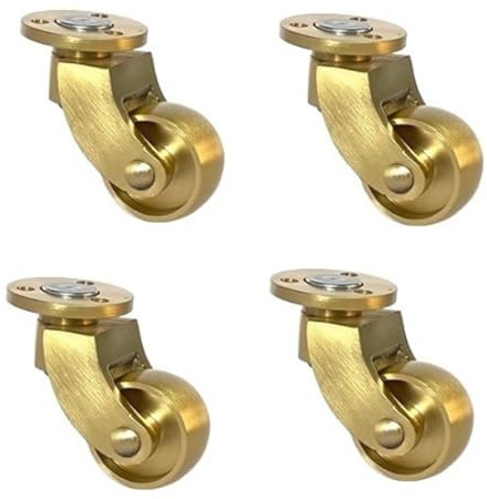 4 Stück Rollen 25mm Massivem Messing Rad, 1-Zoll-Möbelrolle, Gold, High