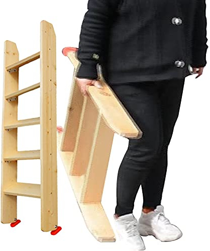 KAYEF Bunk Bed Ladder Wood, Extra Wide Twin Bed Step Ladder Wooden Loft Ladder, For Campervan/Motorhome/Station Wagon, With Hooks And Non Slip Pads (Size : 4 step (1.25m/49.2in))