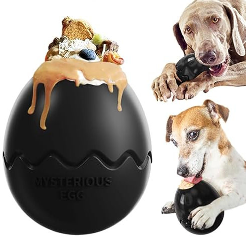 MoguGo Futterball für Hunde, Hundespielzeug, snackball Hund aus Gummi Ungiftig Bissfest, Interaktive Futterball Hund Verbessert die Verdauung (schwarz)