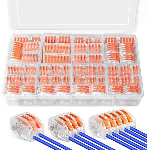 Kabelverbinder, 70 Stück Klemmen Elektro mit Betätigungshebel Kabelklemmen 4mm² Leiter Steckklemmen Verbindungsklemmen Strom Anschlussklemmen Elektroklemmen Frei Kombiniert Werden für Feste Kabe