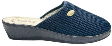 VIRGO FIRENZE Pantofole Donna da casa in Rete traspiranti 4 stagioni Made in Italy Plantare in spugna imbottita, blu,38
