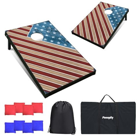 Tragbares Cornhole Board Set, klassisches Cornhole-Set, 90 x 60 cm, enthält 2 Bretter, 8 Cornhole Beans Bags & Tragetasche