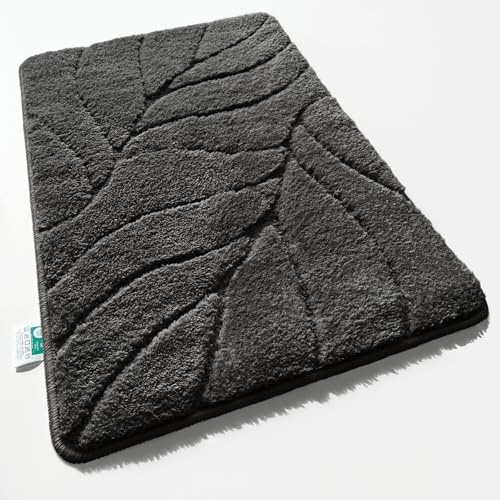 Floordirekt Tappeto da bagno, extra soffice e ad asciugatura rapida, con retro antiscivolo, tappetino da bagno (Maris) (grigio scuro, 50 x 80 cm)