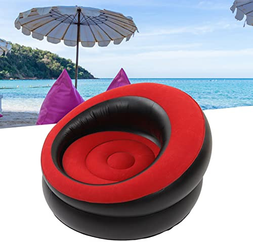 Aufblasbare Couch, Aufblasbarer Sessel mit Beflockung, Weicher, Bequemer Aufblasbarer Lazy-Sofa-Stuhl für den Außenbereich, Aufblasbarer Stuhl mit Beflocktem Luftsofa für (Rot)