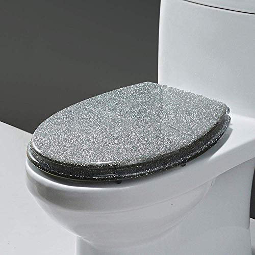 Abattant WC familial à fermeture douce avec bouton de libération rapide – Charnières en résine et acier inoxydable faciles à nettoyer – Housse de siège de toilette pour salle de bain