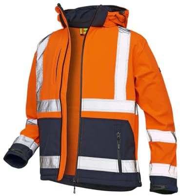 VELTUFF Reflex Softshell Hi-Vis Jacket – Waterproof Jacket with Reflective Tape, High Visibility Safety Coat for Men, Ideal for Outdoor Work, Construction, and Warehouse
