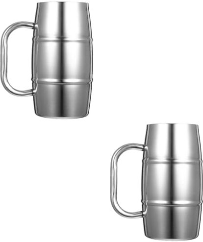 Cabilock 2 Piezas jarra de cerveza de acero inoxidable Vaso de cerveza de fiesta Vaso de cerveza industrial mini taza de agua taza de bebida copa de vino de barra jarra de cerveza de mano