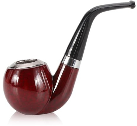 Tomedeks 1 Stück Holz Tabak Pfeifen, Tabakpfeife Tobacco Pipe Klassische Raucher Tabak Pfeife In Antiker Holzoptik, Auch Für Fashing, Motto Party, Theater Und Viele Weitere(Rotweinfarbe) (B)