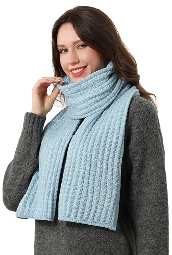 DonDon scarf for women uk winter scarf knitted scarf - Light blue