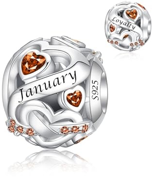 Alstiva Geburtsstein Charm 925 Sterling Silber 5A Zirkonia Anhänger für Europäische Armbänder und Halsketten - Schmuck Geschenk für Damen