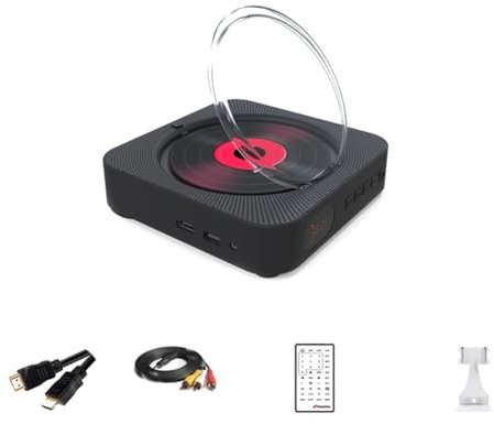 Puleuroy Lecteur Audio Multifonctionnel VCD CD DVD avec Enceinte Bluetooth, Radio FM, Lecteur CD Mural FM, Répéteur Domestique, Lecteur CD Portable Mini Mignon avec Prise EU