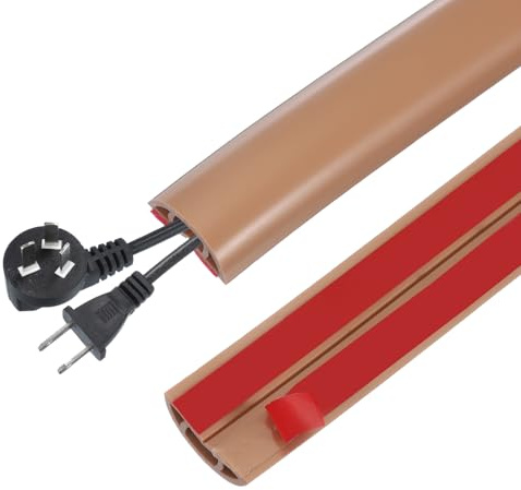 PATIKIL Câble De Sol 2 cm x 1 Mètre, Cache-Fil Autocollant Protecteur De Câble D’Électricité Gestion De Câble pour Bureaux Expositions, Marron