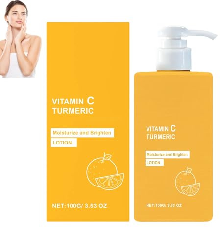 Lotion hydratante visage et corps au curcuma et à la vitamine C, lotion raffermissante anti-âge pour peaux sèches, raffermissante, éclaircissante, unifiante, éliminant les taches brunes (1pcs)