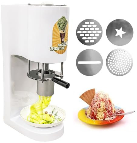 Máquina de Helado y Soft Serve, Prensa Comercial de Helado Spaghetti 28-30 L/H, Máquina de Gelato con 4 Moldes, Máquina de Fideos Helados