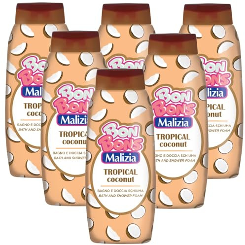 Malizia Tropical Coconut Schaumbad – frischer und exotischer Kokosduft – sanfte und cremige Formel – weiche und feuchtigkeitsspendende Haut – Familiengröße 500 ml (6)