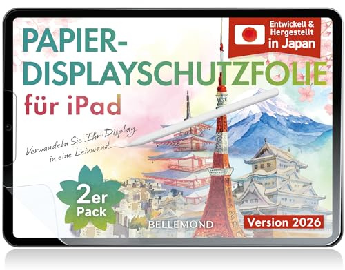 BELLEMOND Papierfolie für iPad Mini 7 (A17 Pro) & Mini 6, 2 Pack | Aus Japan, raue Papierstruktur, ideal zum Schreiben, Zeichnen & Notieren