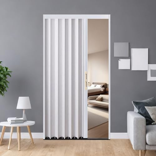 Schiebetür Falttür falttüren innentüren Verschließbares Falttürpaneel aus Aluminium für den Innen- und Außenbereich,Küchentür,Geeignet als Badezimmerfalttür und Schiebetrennwand 140×189cm