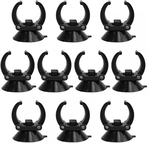 Zcccc Aquarium-Saugnapf-Clips, 18–22 mm, schwarz, universelle Aquariumhalterungen für Heizungen, Pumpen, Filter und Haube, 10 Stück