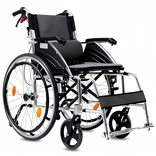 Fauteuil roulant pliable ultraléger | Capacité de 150 kg Chaise de voyage autopropulsée en aluminium | Fauteuil roulant portable pour la maison et le transport