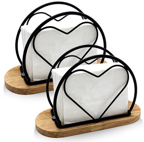 Serviettenhalter Schwarz, 15.7 * 6.7 * 9.9 Cm Serviettenhalter Für Tische, Serviettenspender Holz, Holzsockel, Stabiler Und Weniger Anfällig Für Küche Restaurants Wohnzimmer Picknick