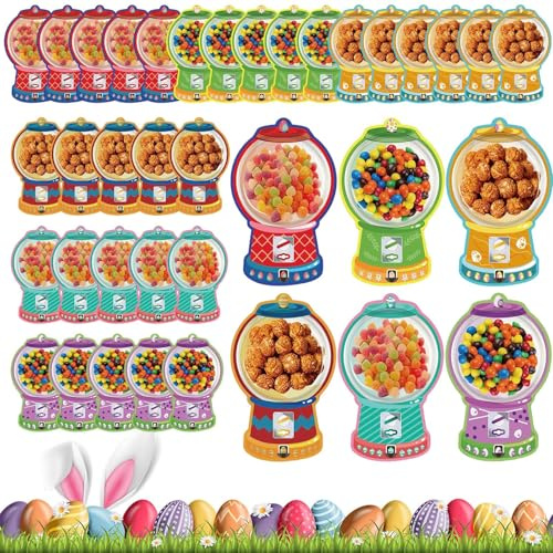 Biglietti di Pasqua con caramelle per bambini - 36 pezzi di forniture per le feste di Pasqua | Carta di scambio per celebrazioni - per amici ufficio vicini festa di famiglia Aula College