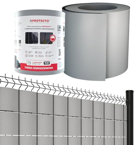 PROTECTO Basic PP Sichtschutzstreifen für Doppelstabmattenzaun, 26 m Rolle (ca. 5 m²), Grau, Polypropylen Premiumqualität, UV-beständig