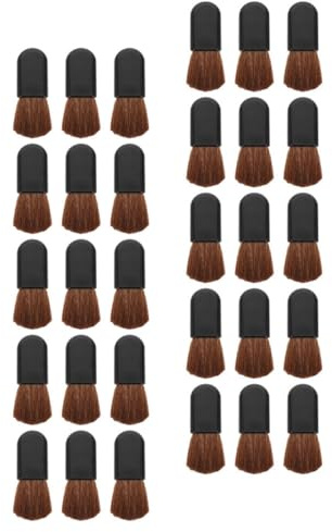 VILLCASE 30 Brochas de Maquillaje para Viaje, Aplicador de Base y Rubor, Pelo de Caballo, Mango Negro Ovalado, Set Compacto y Portátil para Colorete y Polvos Sueltos