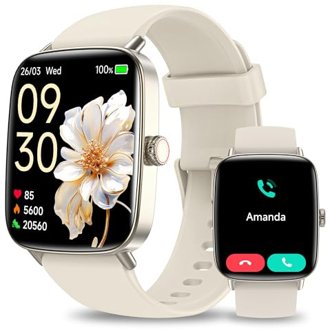 Smartwatch Damen, 1.85 Smart Watch mit Telefonfunktion, Fitnessuhr Damen mit Pulsuhr Schlafmonitor SpO2, 110 Sportmodi Fitness Tracker, IP68 Wasserdicht Schrittzähler Sportuhr für Samsung/iOS/Android